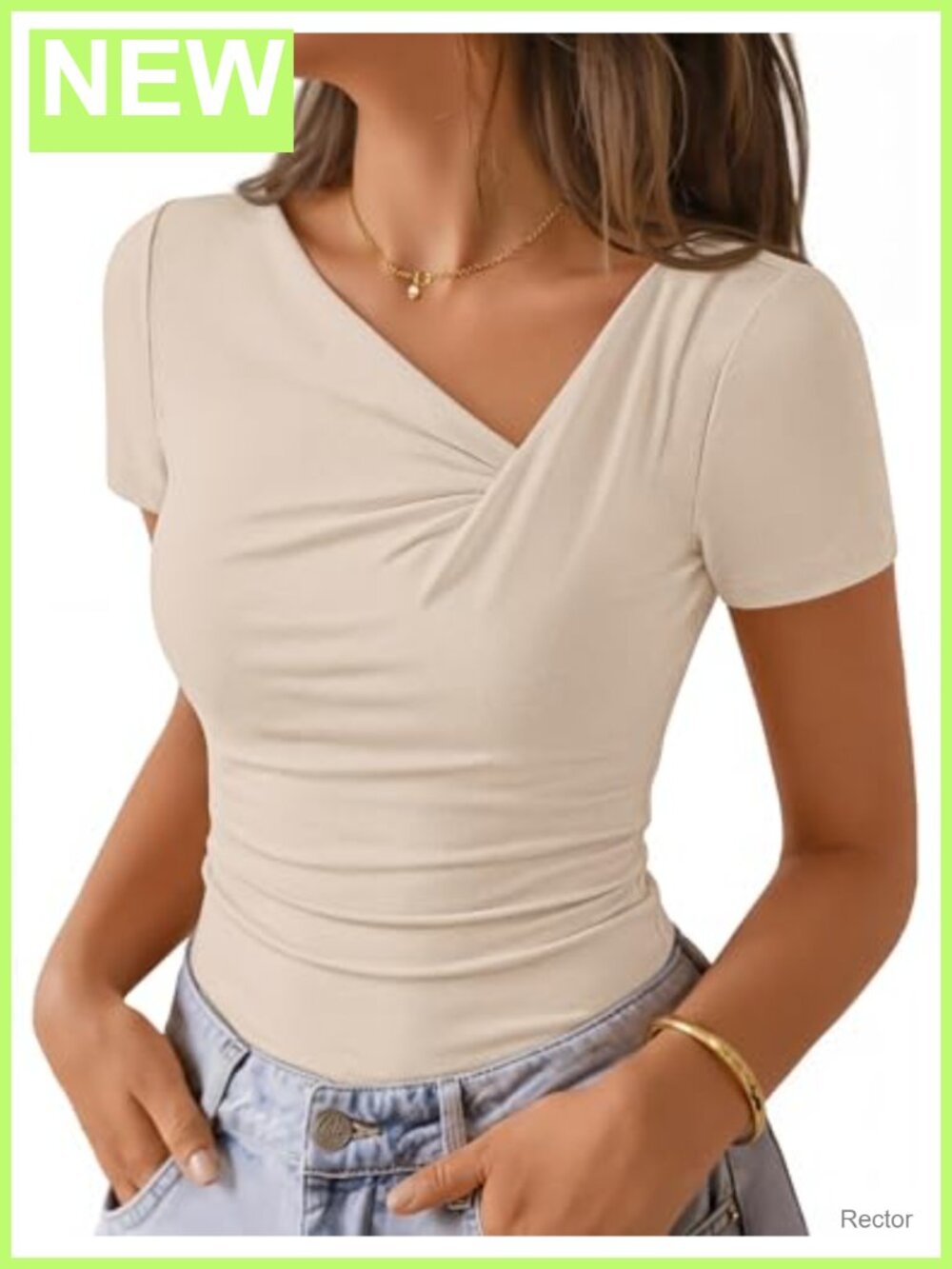 Women's Asymmetrical Ruched Short Sleeve T-Shirt Slim Fit Summer Top